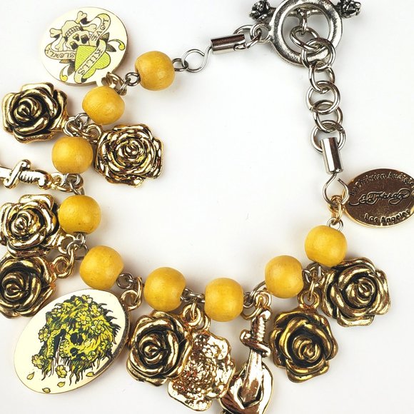 ED HARDY VINTAGE Style Bracelet/Authentic Stainless Steel/Love Kills Slowly Char - Picture 1 of 6